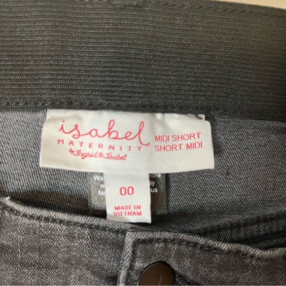 Isabel Maternity Side Inset Panel Black Midi Jean Raw Hem Shorts Size 00/24 New! - Picture 8 of 12